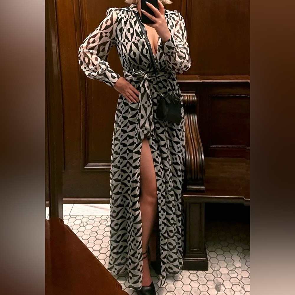 Black and White Geometric Maxi Dress
